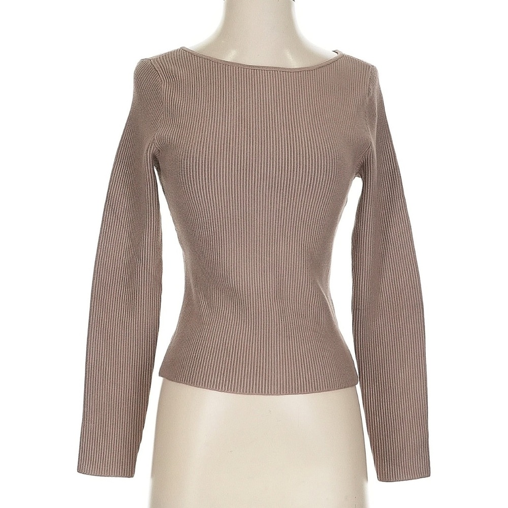 Abercrombie & Fitch Taupe Ribbed Long Sleeve Sweater